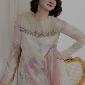 Brand New Lulusar Embellished Shirt And Dupatta